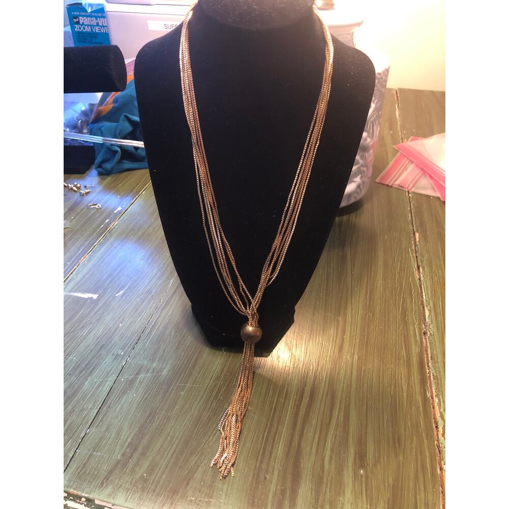 Beya Vintage EUC Gold Tone Multi Strand Tassel Necklace